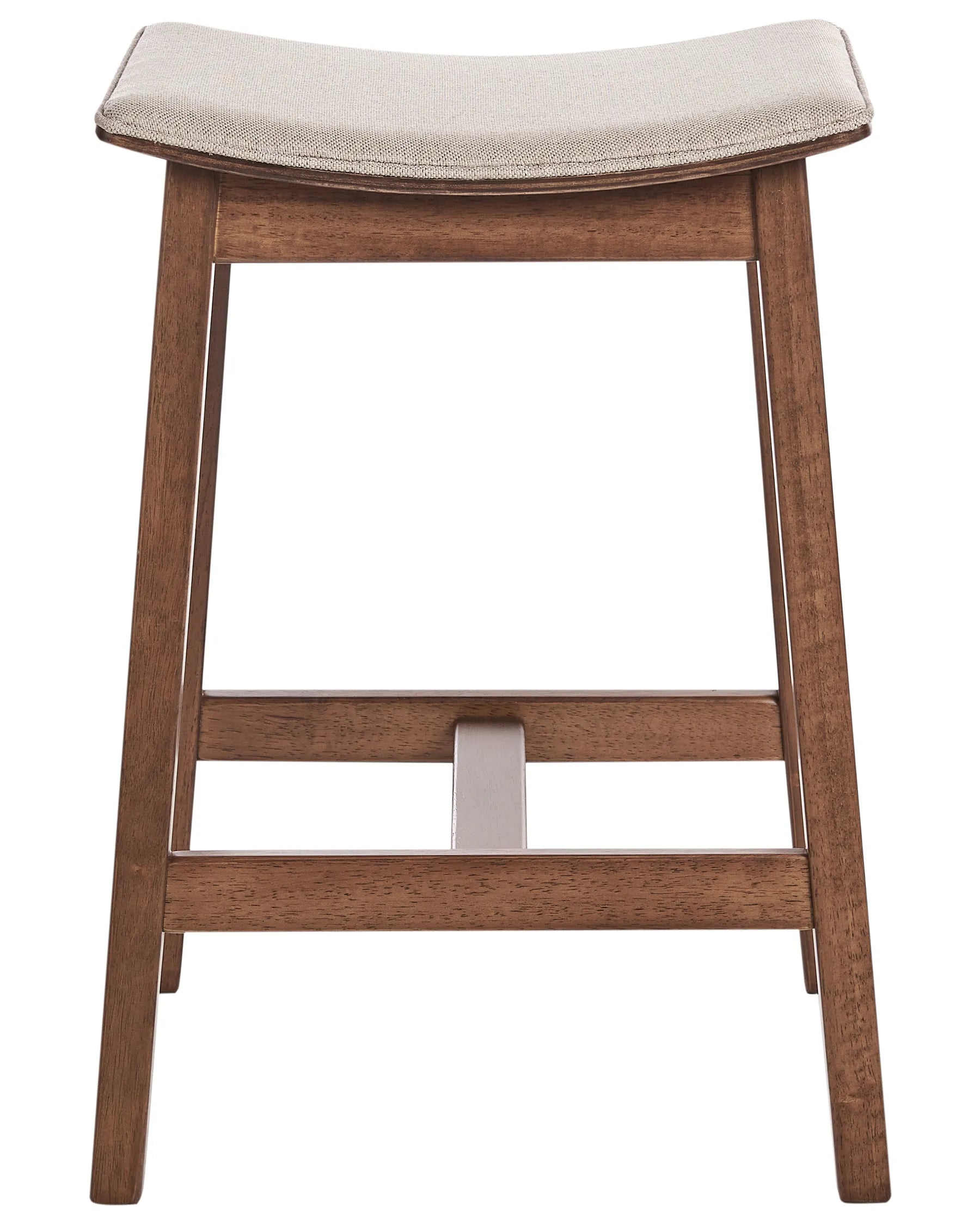 Set of 2 Bar Stools DIXON Wood Dark Brown/ Beige