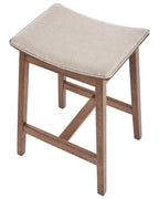 Set of 2 Bar Stools DIXON Wood Dark Brown/ Beige