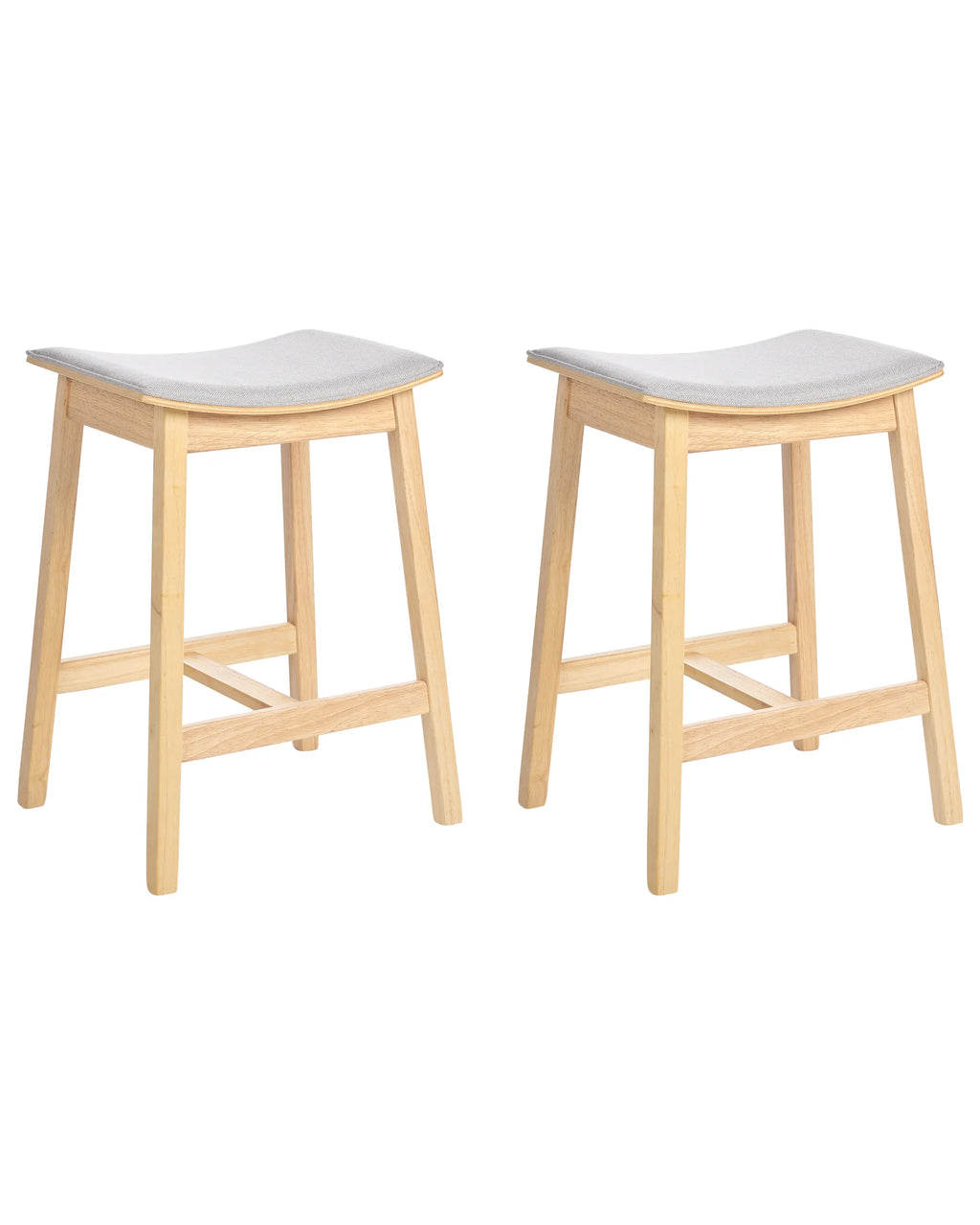 Set of 2 Bar Stools DIXON Wood Light Brown/ Grey