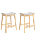 Set of 2 Bar Stools DIXON Wood Light Brown/ Grey