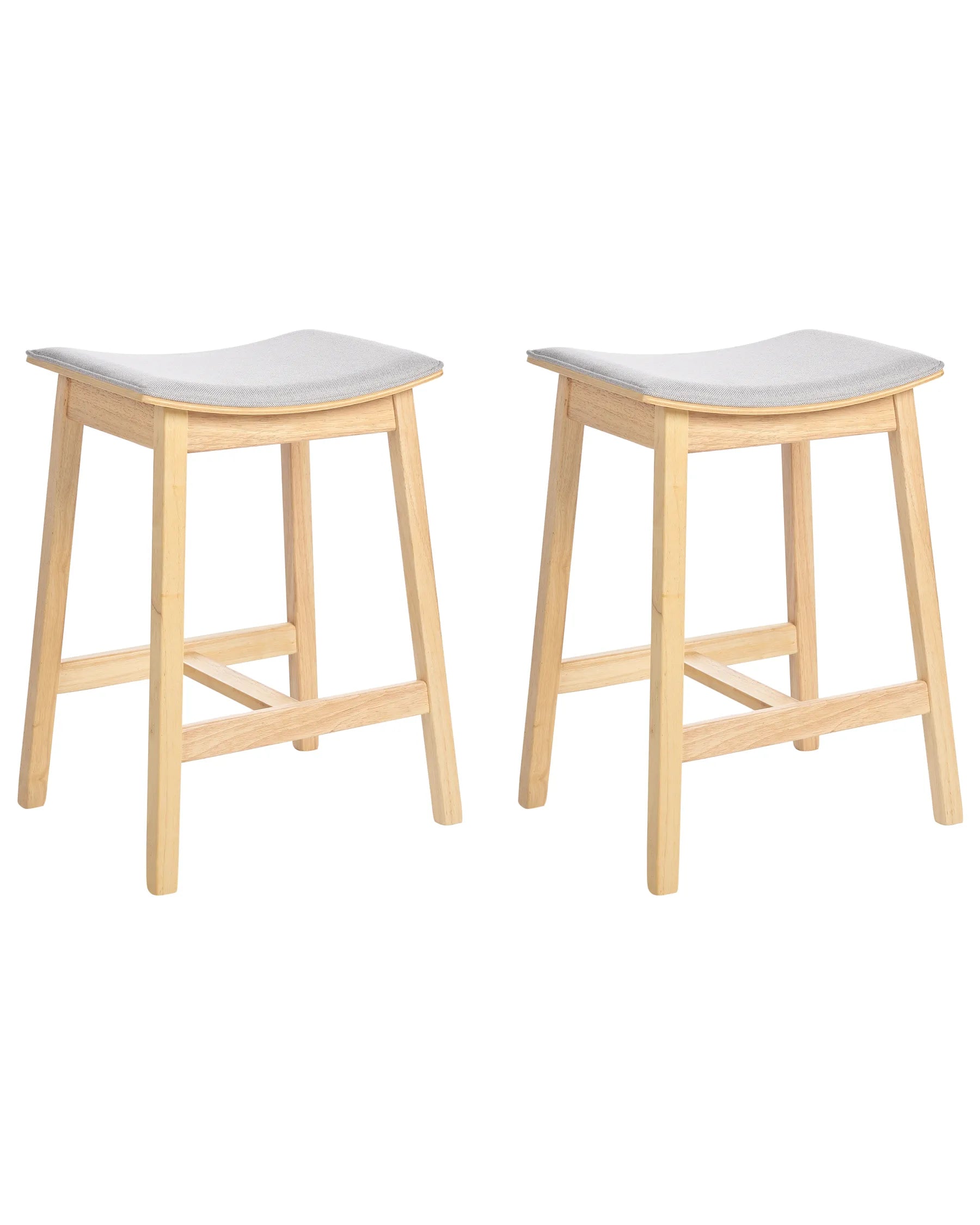 Set of 2 Bar Stools DIXON Wood Light Brown/ Grey