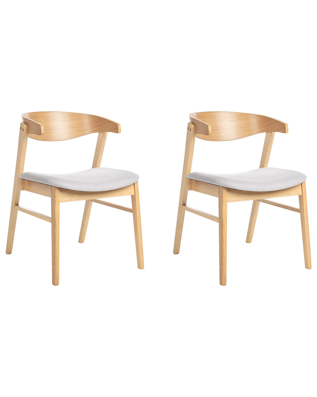 Set of 2 Dining Chairs LILLY Fabric Light Brown/ Grey