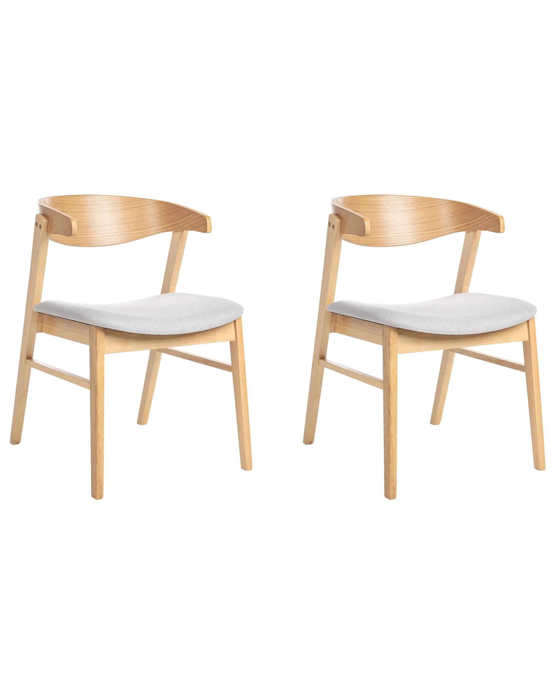 Set of 2 Dining Chairs LILLY Fabric Light Brown/ Grey