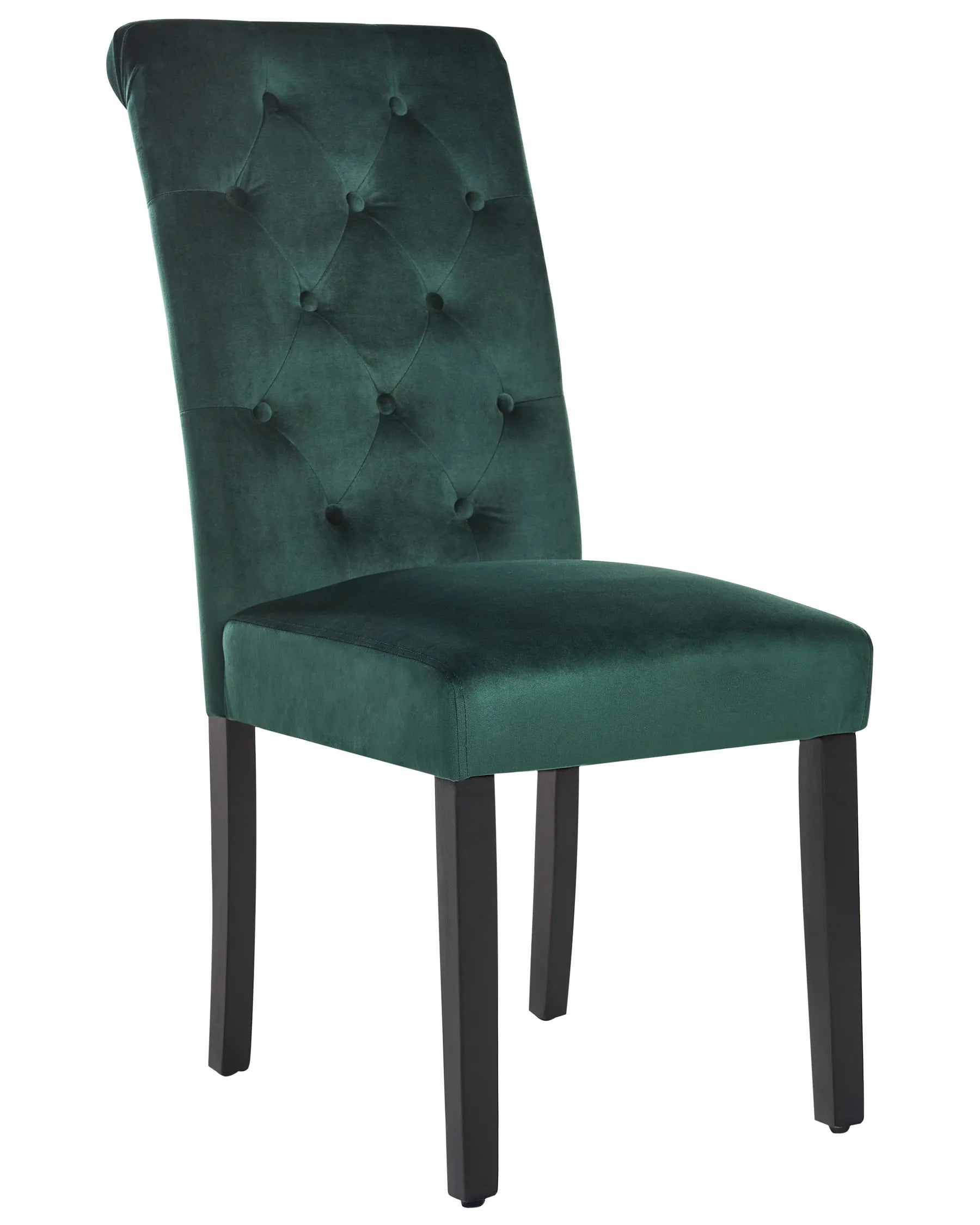 Set of 2 Dining Chairs VELVA Velvet Dark Green