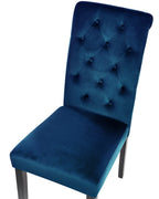 Set of 2 Dining Chairs VELVA Velvet Dark Blue
