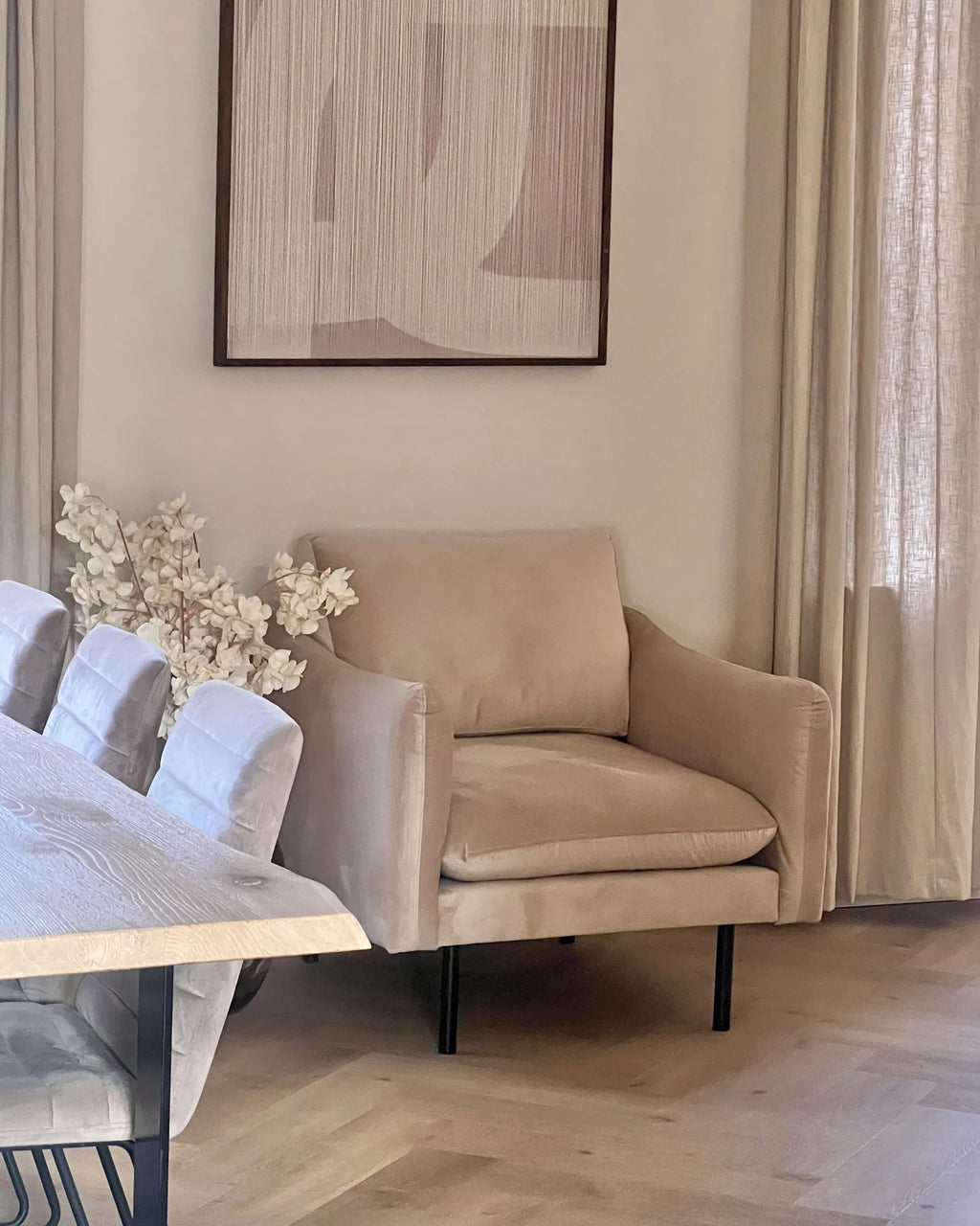 Armchair VINTERBRO Velvet Beige