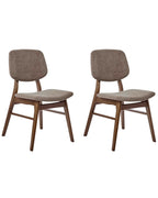 Set of 2 Dining Chairs ELAINE Boucle Dark Brown/ Taupe