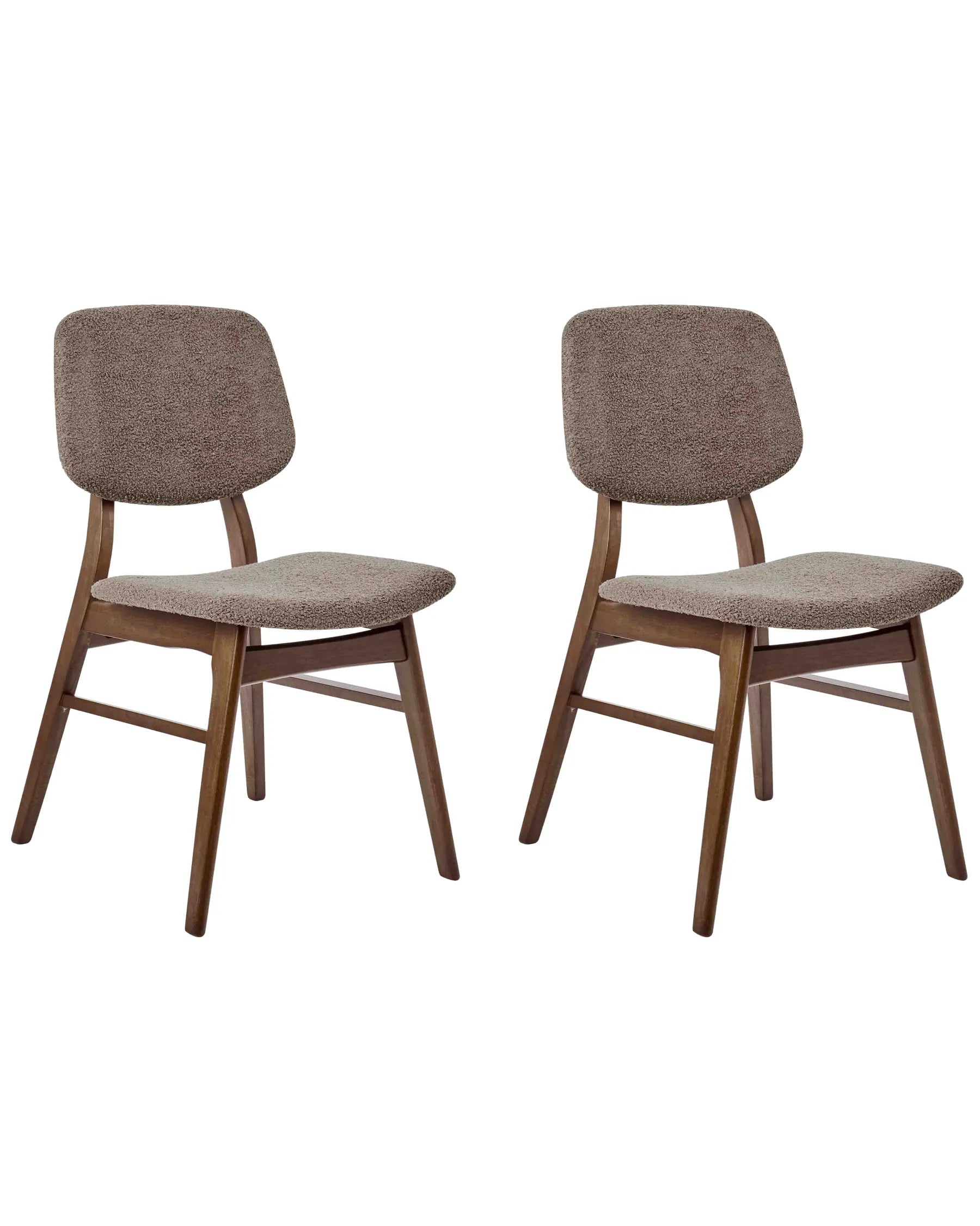 Set of 2 Dining Chairs ELAINE Boucle Dark Brown/ Taupe