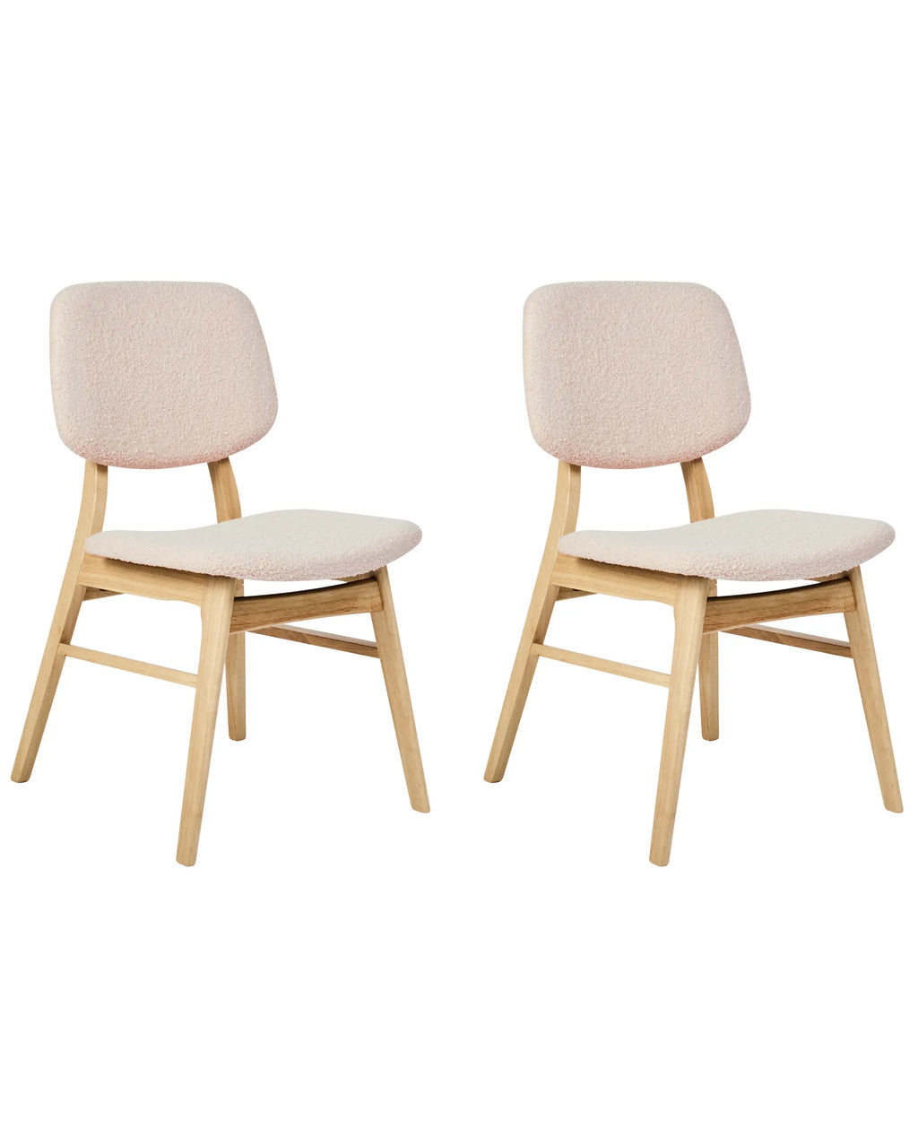 Set of 2 Dining Chairs ELAINE Boucle Light Brown/ Beige