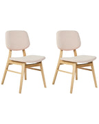 Set of 2 Dining Chairs ELAINE Boucle Light Brown/ Beige