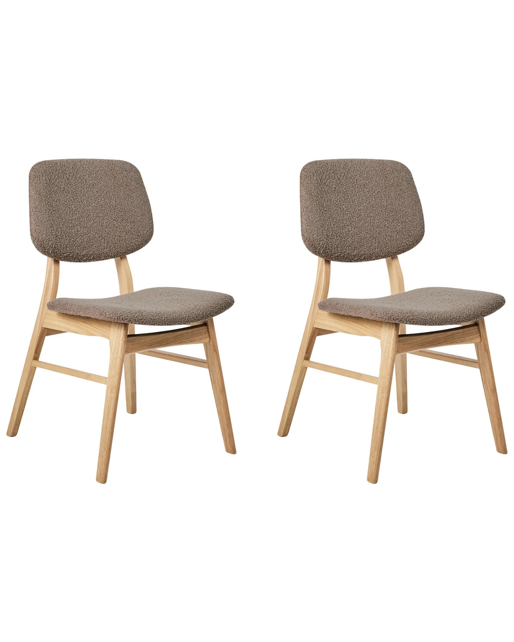 Set of 2 Dining Chairs ELAINE Boucle Light Brown/ Taupe
