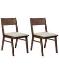 Set of 2 Dining Chairs ENOLA Wood Brown/ Light Beige