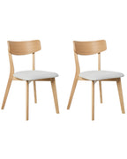 Set of 2 Dining Chairs HOPE Wood Light Brown/ Grey
