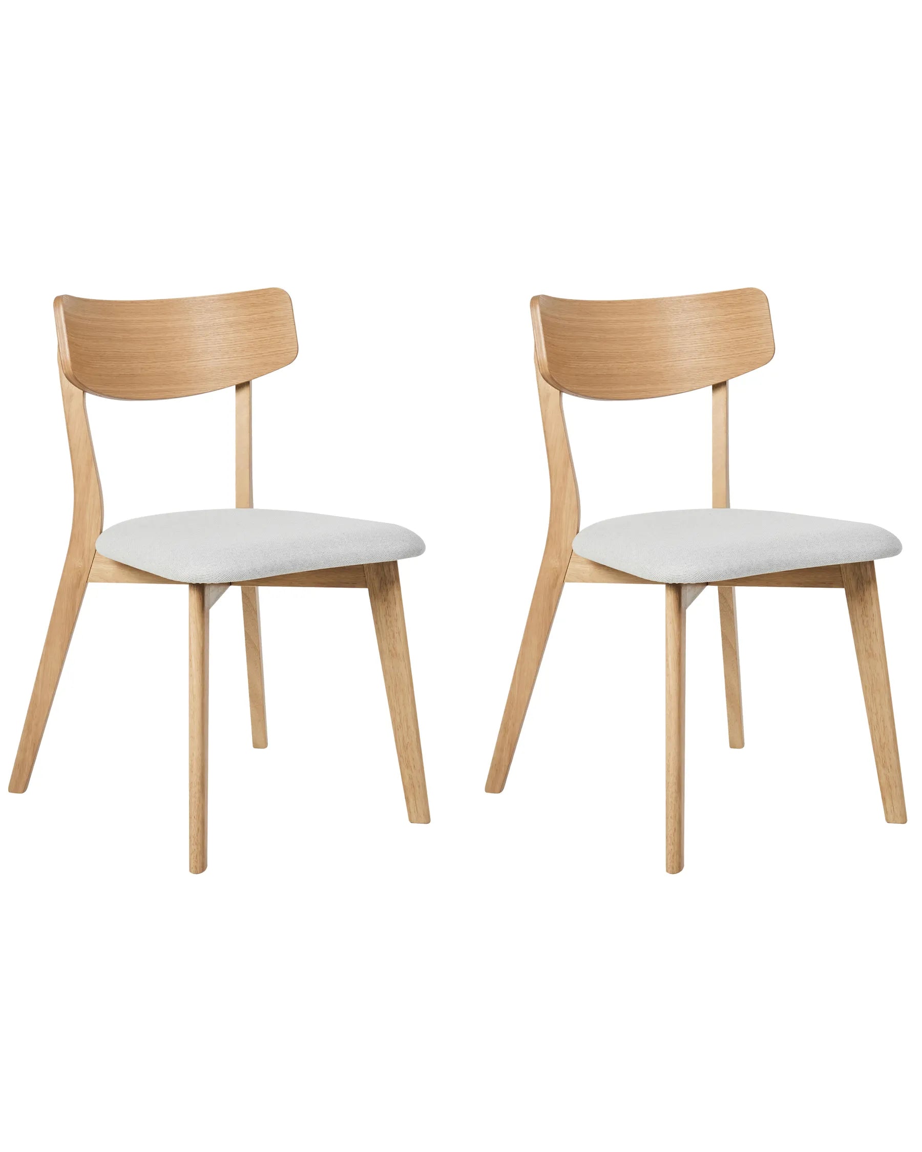 Set of 2 Dining Chairs HOPE Wood Light Brown/ Grey
