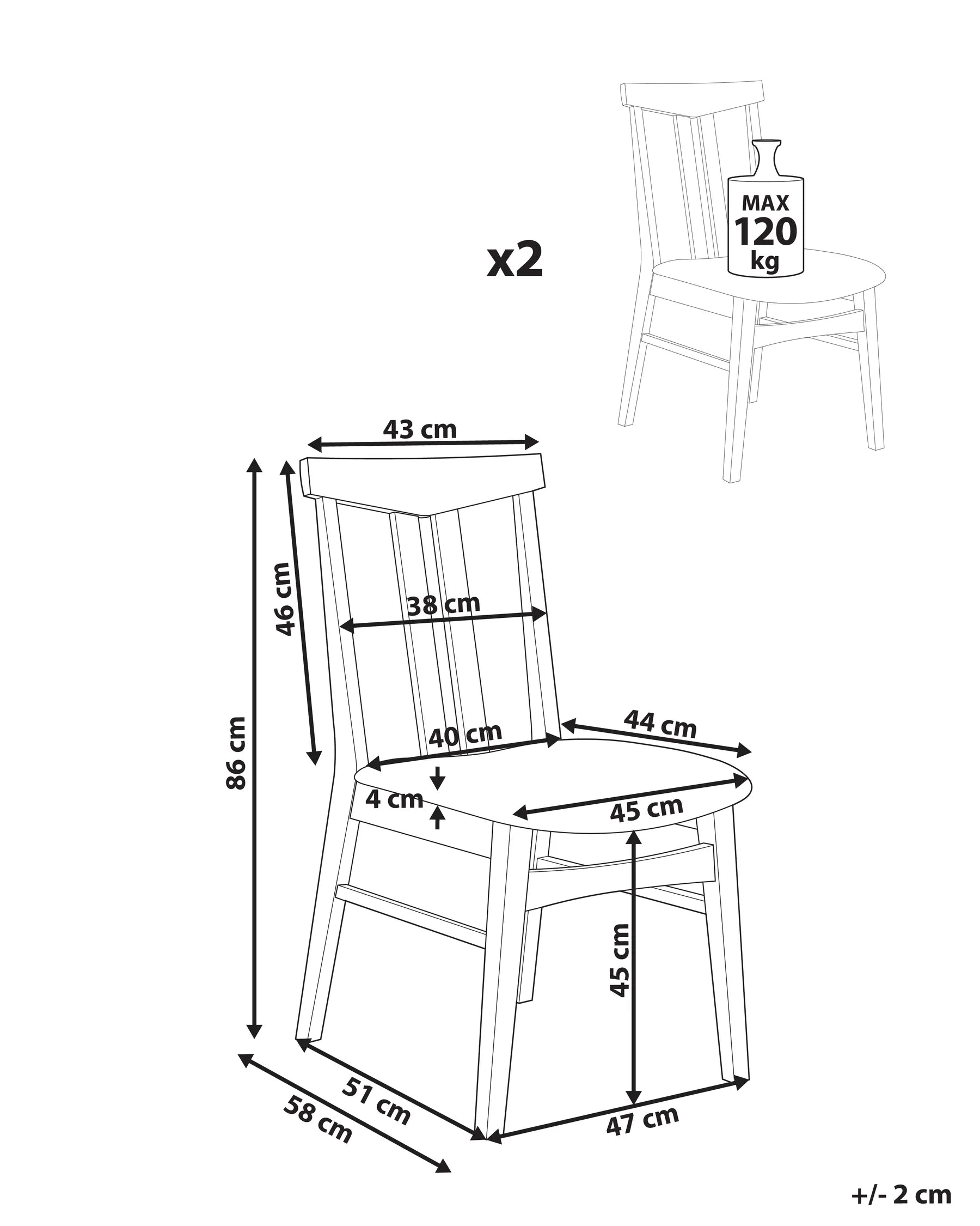 Set of 2 Dining Chairs AVALON Wood Light Grey