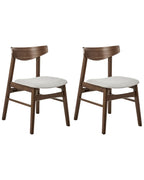Set of 2 Dining Chairs SMILEY Wood Brown/ Grey