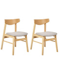 Set of 2 Dining Chairs SMILEY Wood Light Brown/ Grey