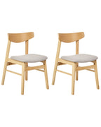 Set of 2 Dining Chairs SMILEY Wood Light Brown/ Grey