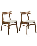 Set of 2 Dining Chairs CYNTHIANA Wood Brown/ Light Beige
