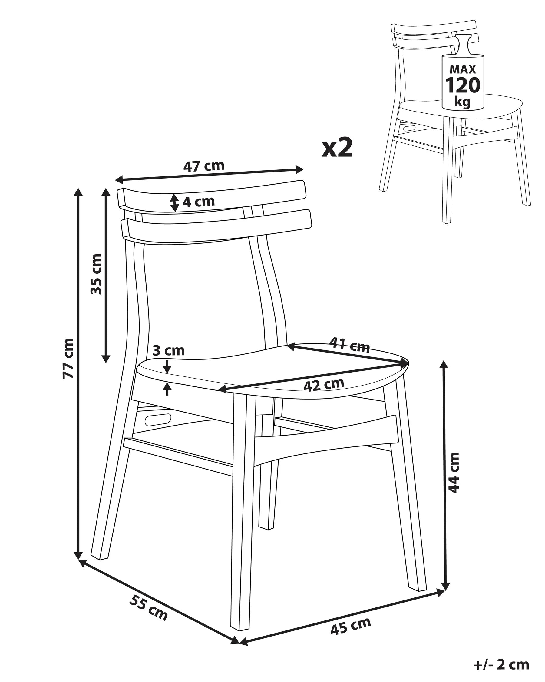 Set of 2 Dining Chairs CYNTHIANA Wood Brown/ Light Beige