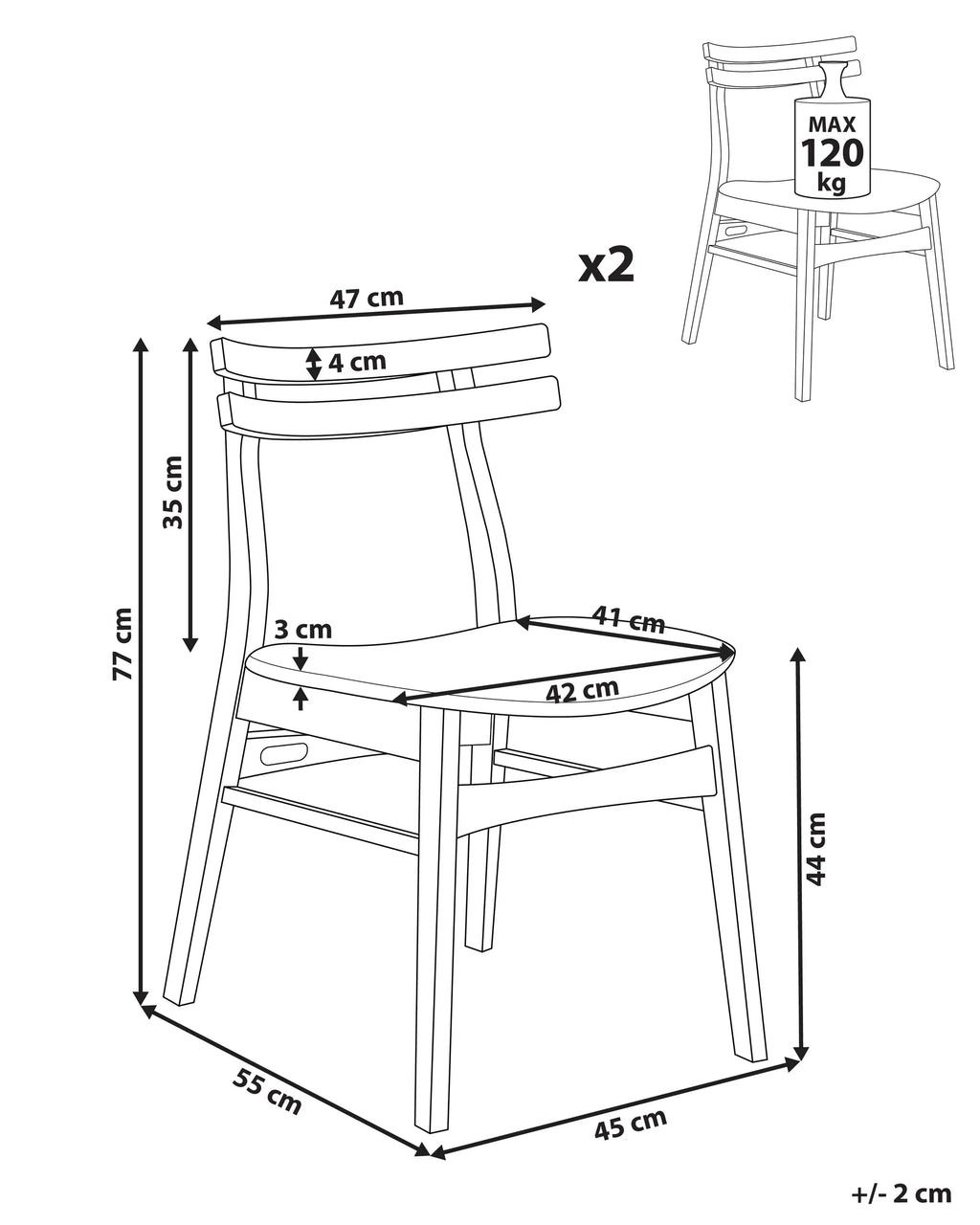 Set of 2 Dining Chairs CYNTHIANA Wood Light Brown/ Grey