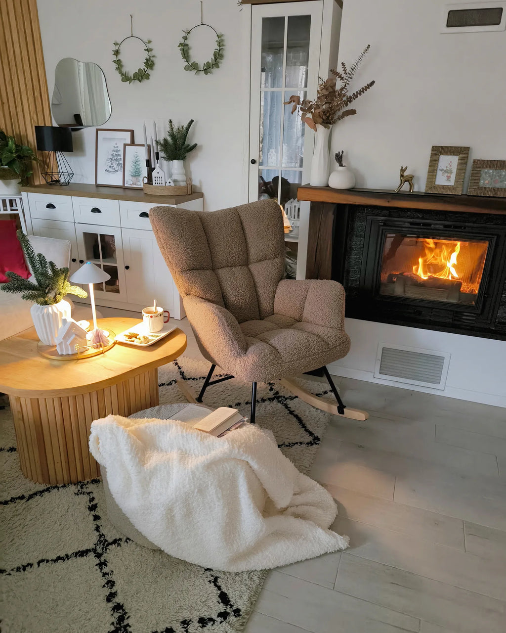 Rocking Chair OULU Boucle Sand Beige
