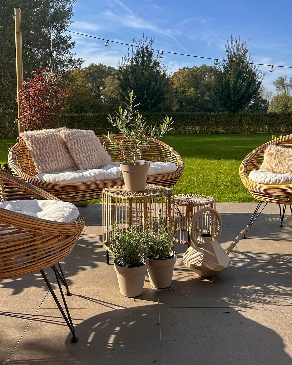 Set of 2 Coffee Tables CESENATICO Rattan Natural