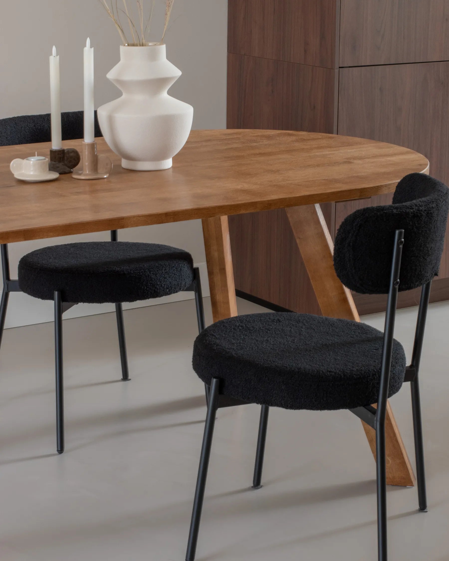Set of 2 Dining Chairs ALLISON Boucle Black
