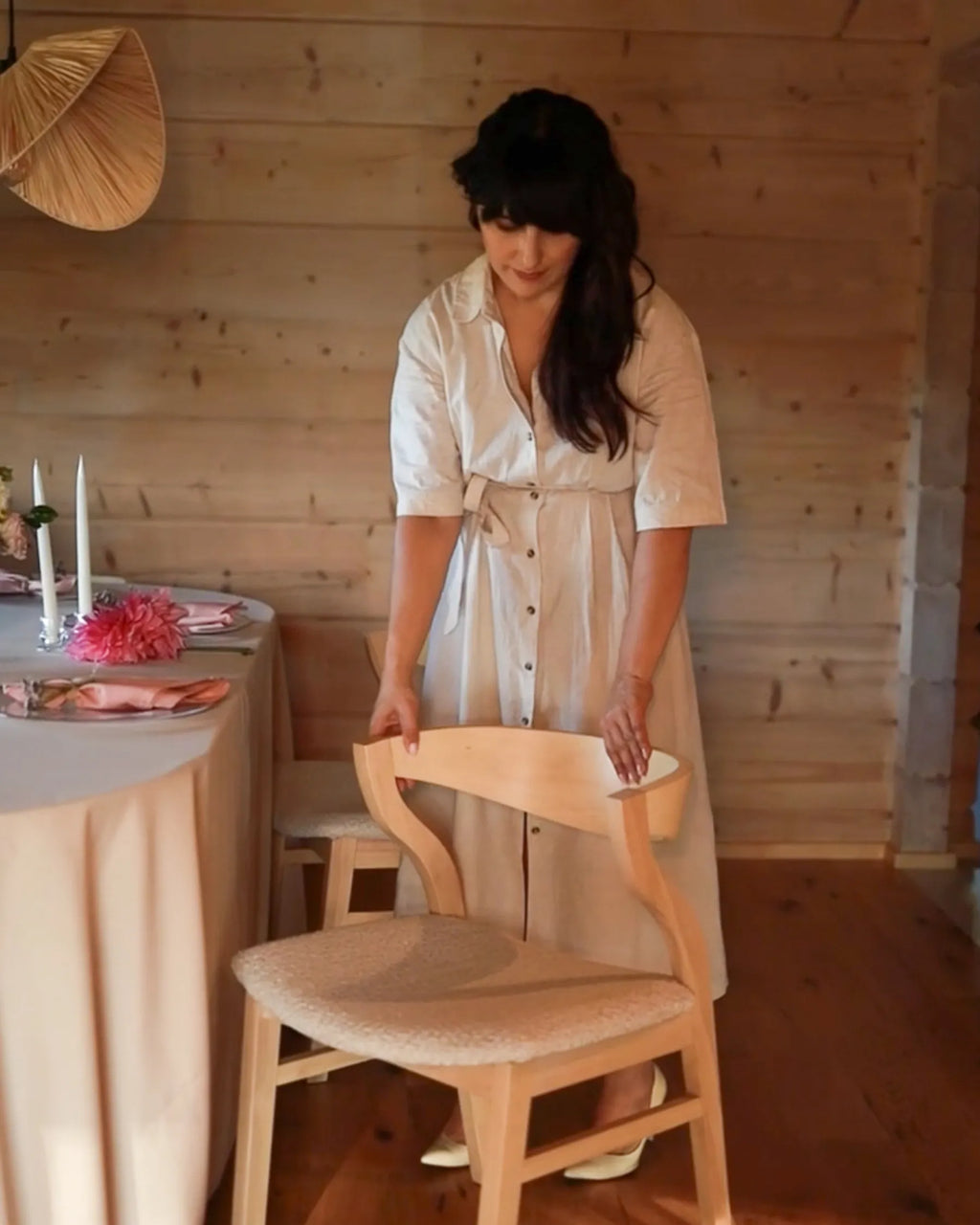 Set of 2 Dining Chairs MAROA Wood Light Beige