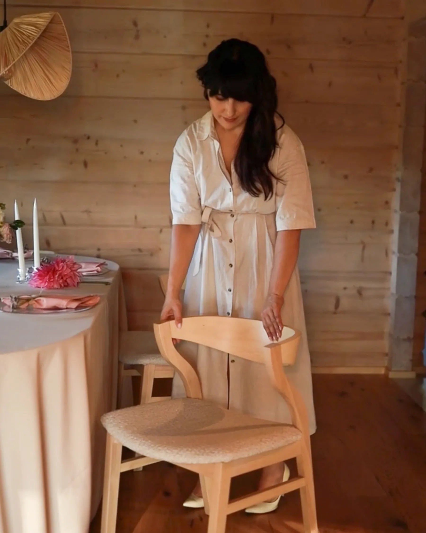 Set of 2 Dining Chairs MAROA Wood Light Beige