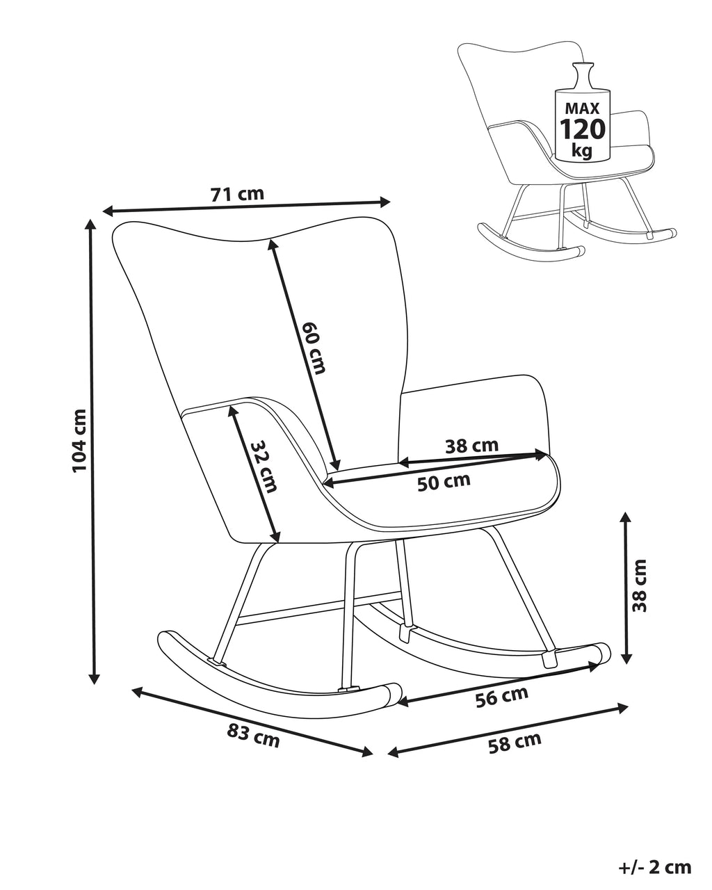 Rocking Chair ARSET Corduroy Light Blue
