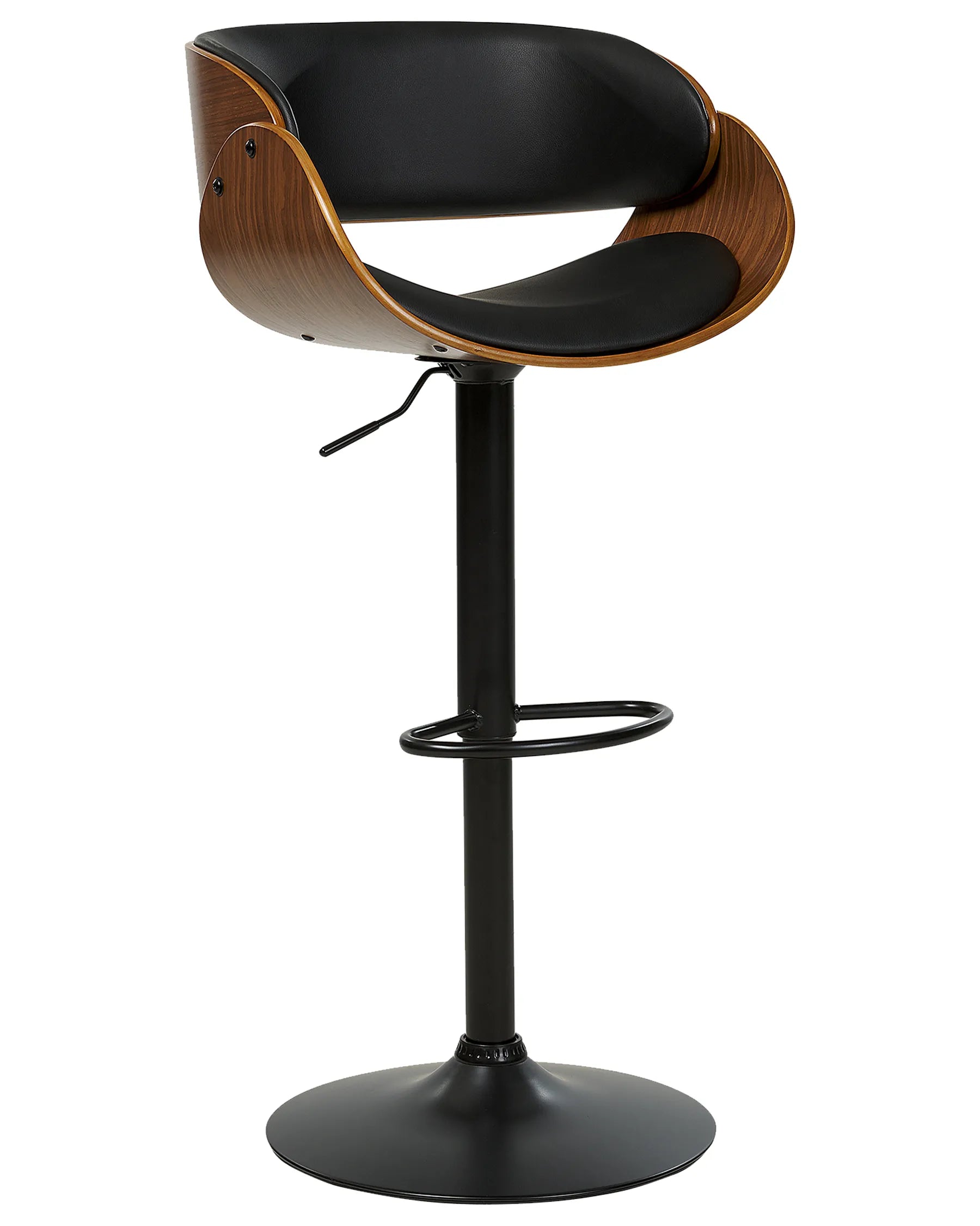 Set of 2 Bar Chairs BAKU II Faux Leather Swivel Black