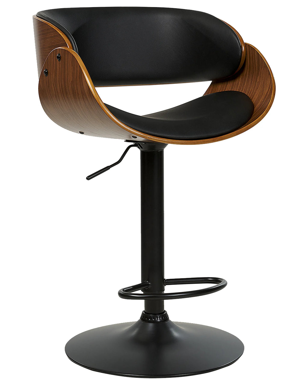Set of 2 Bar Chairs BAKU II Faux Leather Swivel Black