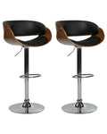 Set of 2 Bar Chairs BAKU Faux Leather Swivel Black