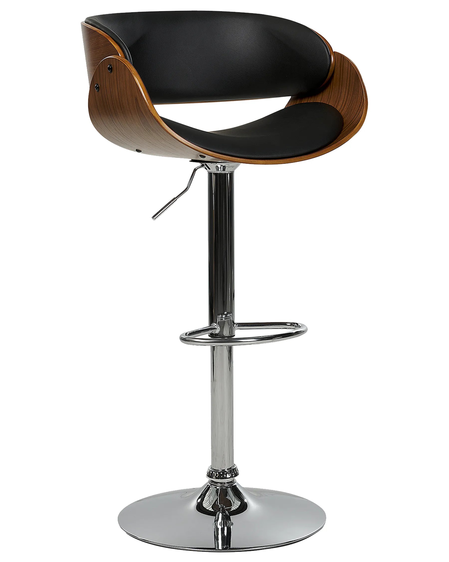 Set of 2 Bar Chairs BAKU Faux Leather Swivel Black