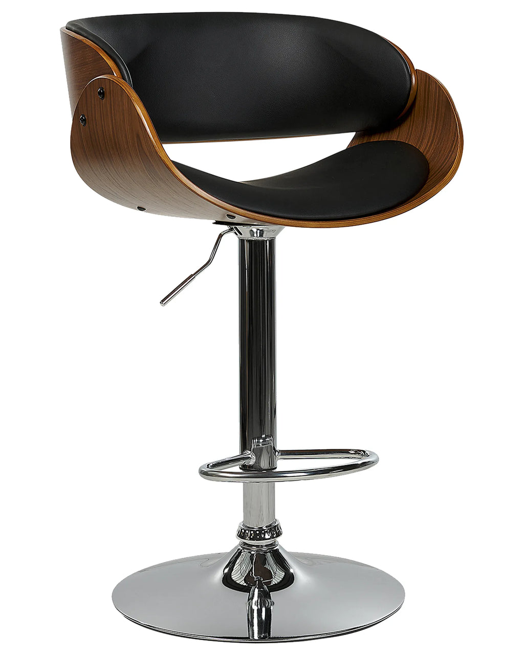 Set of 2 Bar Chairs BAKU Faux Leather Swivel Black