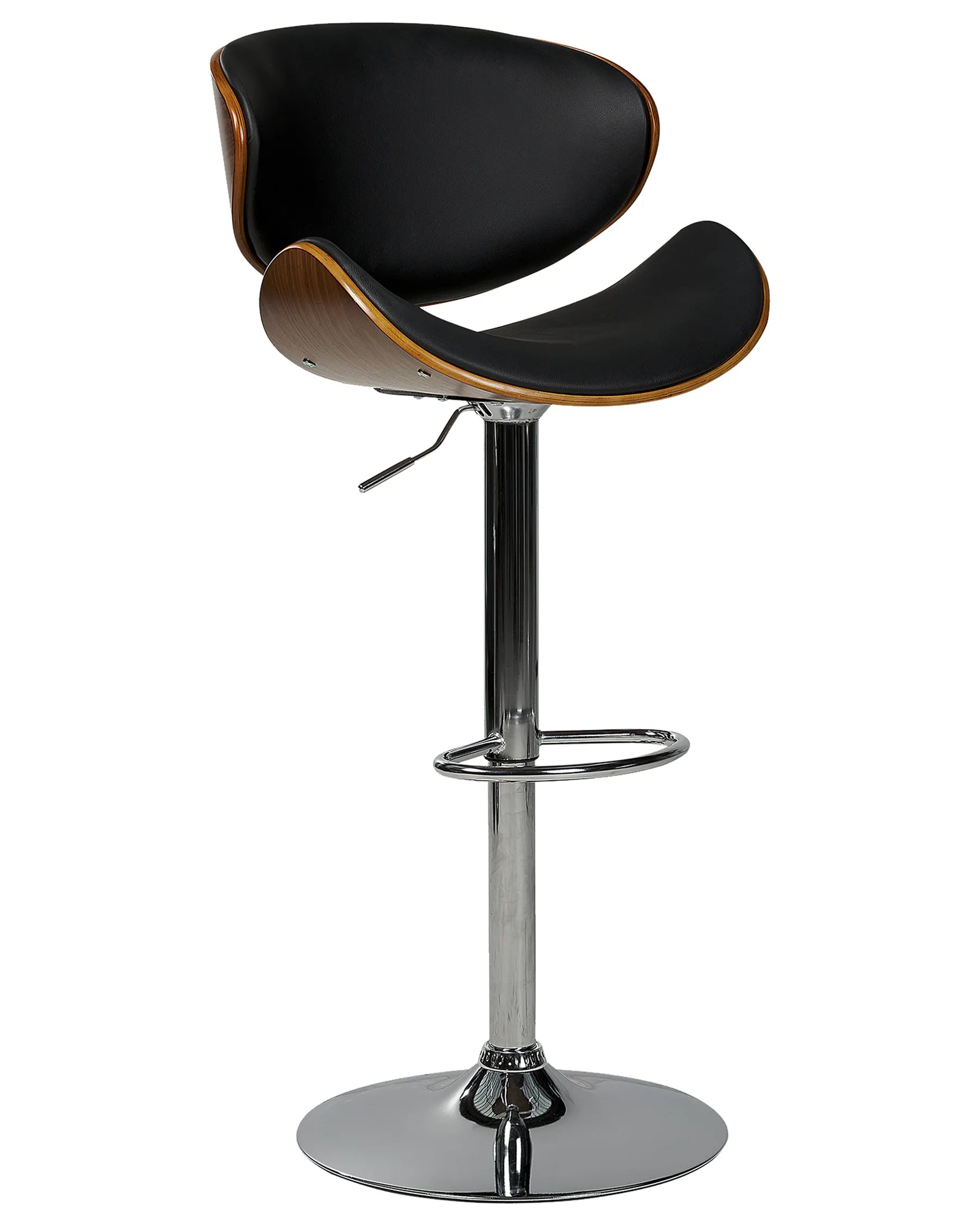Set of 2 Bar Chairs ROTTERDAM Faux Leather Swivel Black