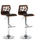 Set of 2 Bar Chairs PETERSBURG Faux Leather Swivel Black/ Silver