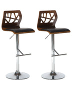 Set of 2 Bar Chairs PETERSBURG Faux Leather Swivel Black/ Silver