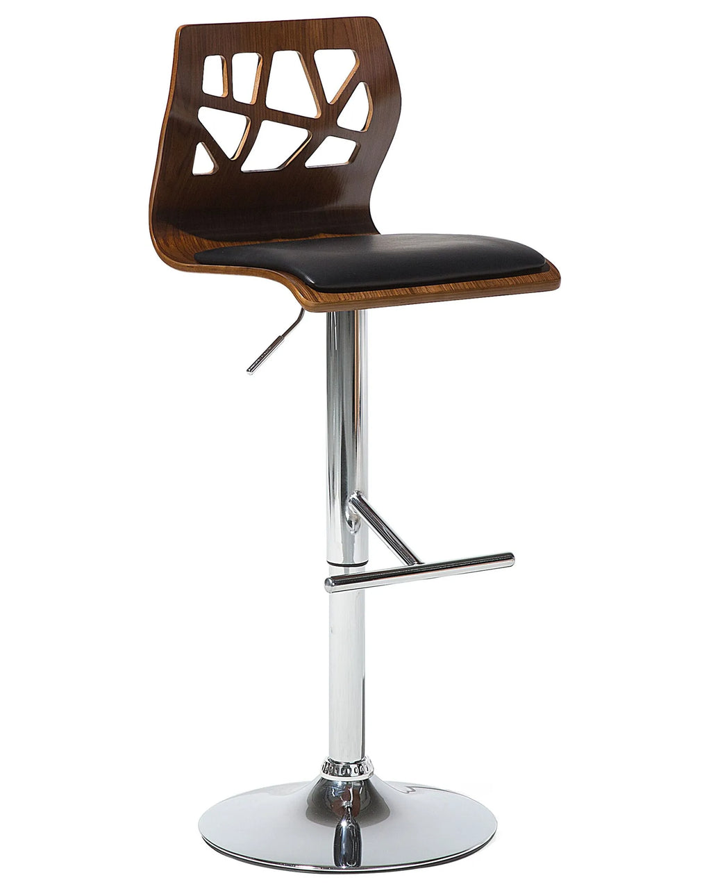 Set of 2 Bar Chairs PETERSBURG Faux Leather Swivel Black/ Silver