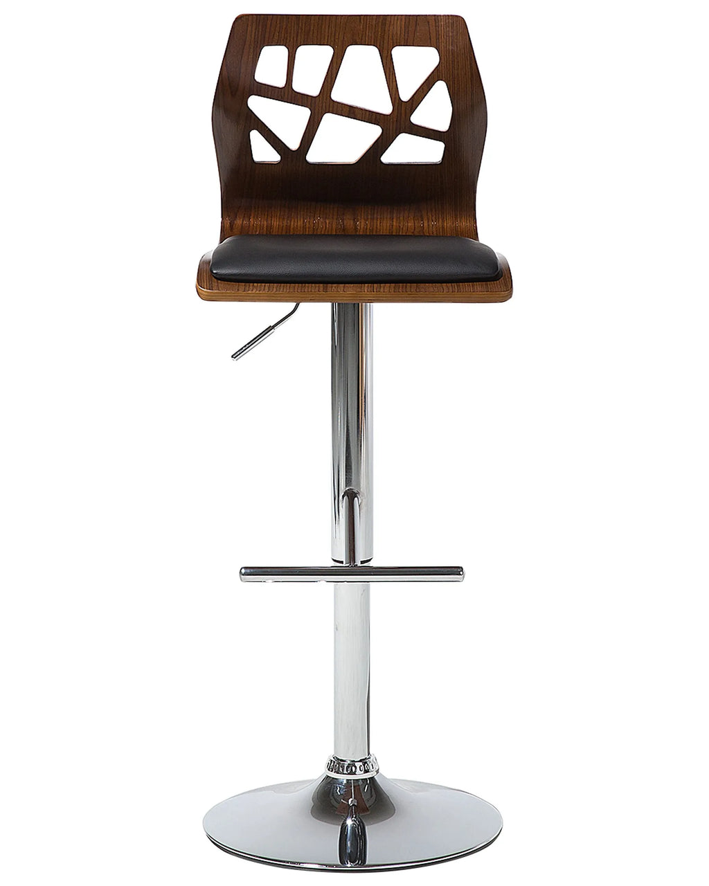 Set of 2 Bar Chairs PETERSBURG Faux Leather Swivel Black/ Silver
