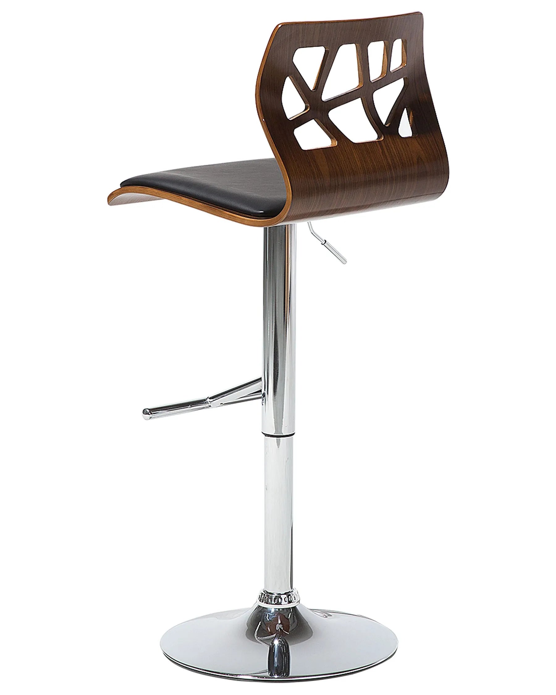 Set of 2 Bar Chairs PETERSBURG Faux Leather Swivel Black/ Silver