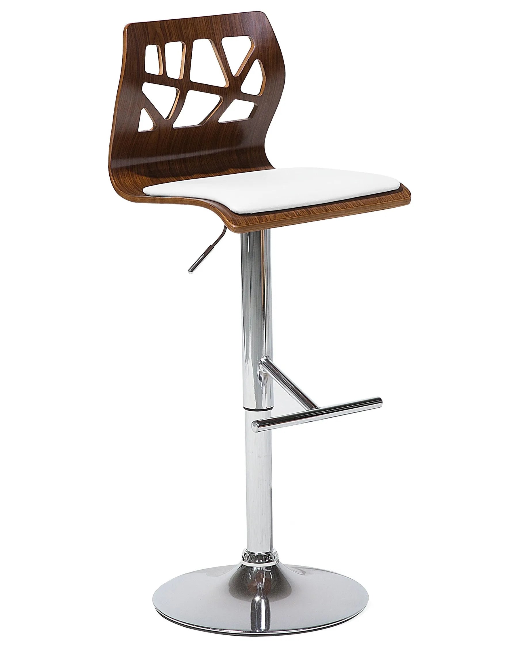 Set of 2 Bar Chairs PETERSBURG Faux Leather Swivel White/ Silver