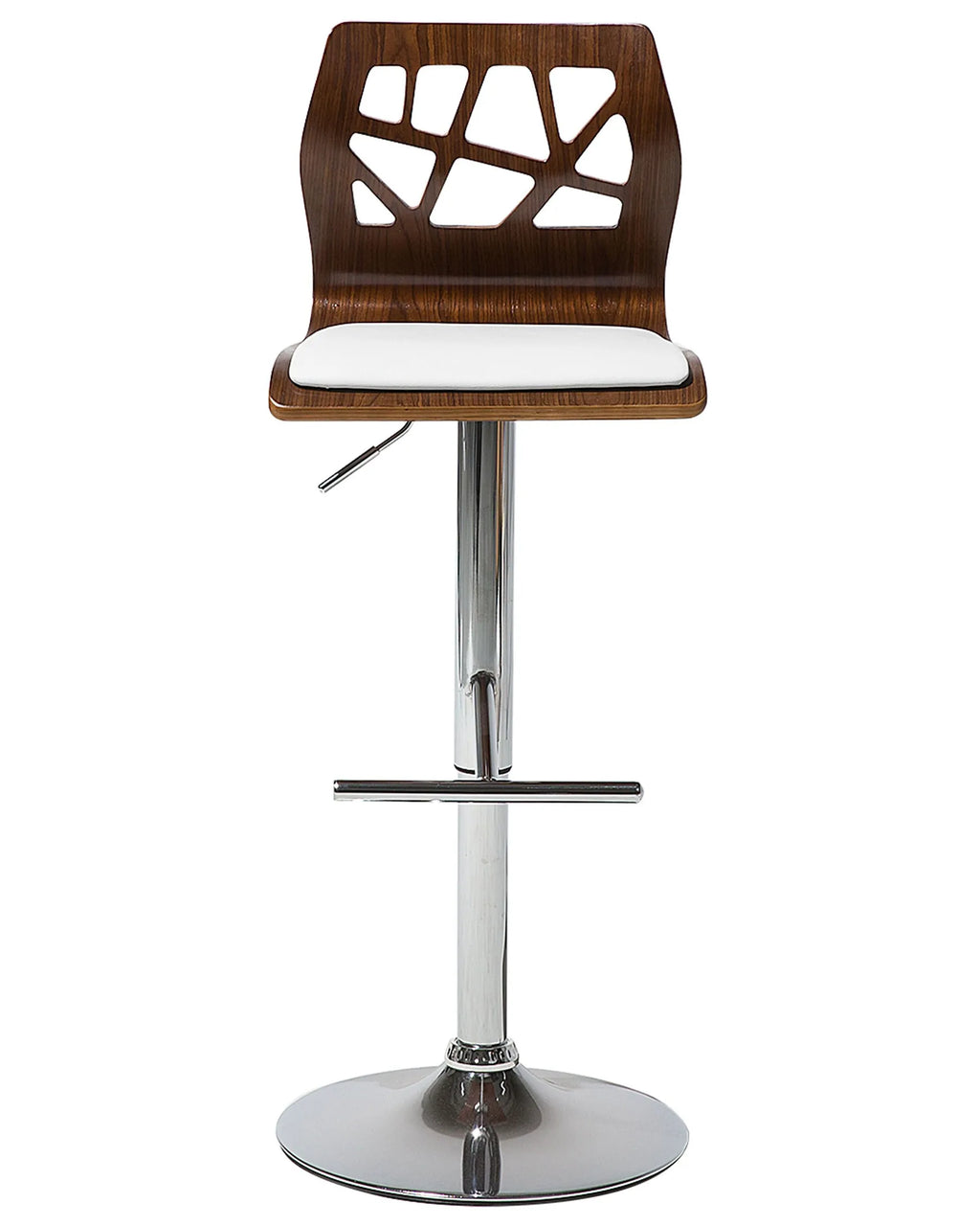 Set of 2 Bar Chairs PETERSBURG Faux Leather Swivel White/ Silver