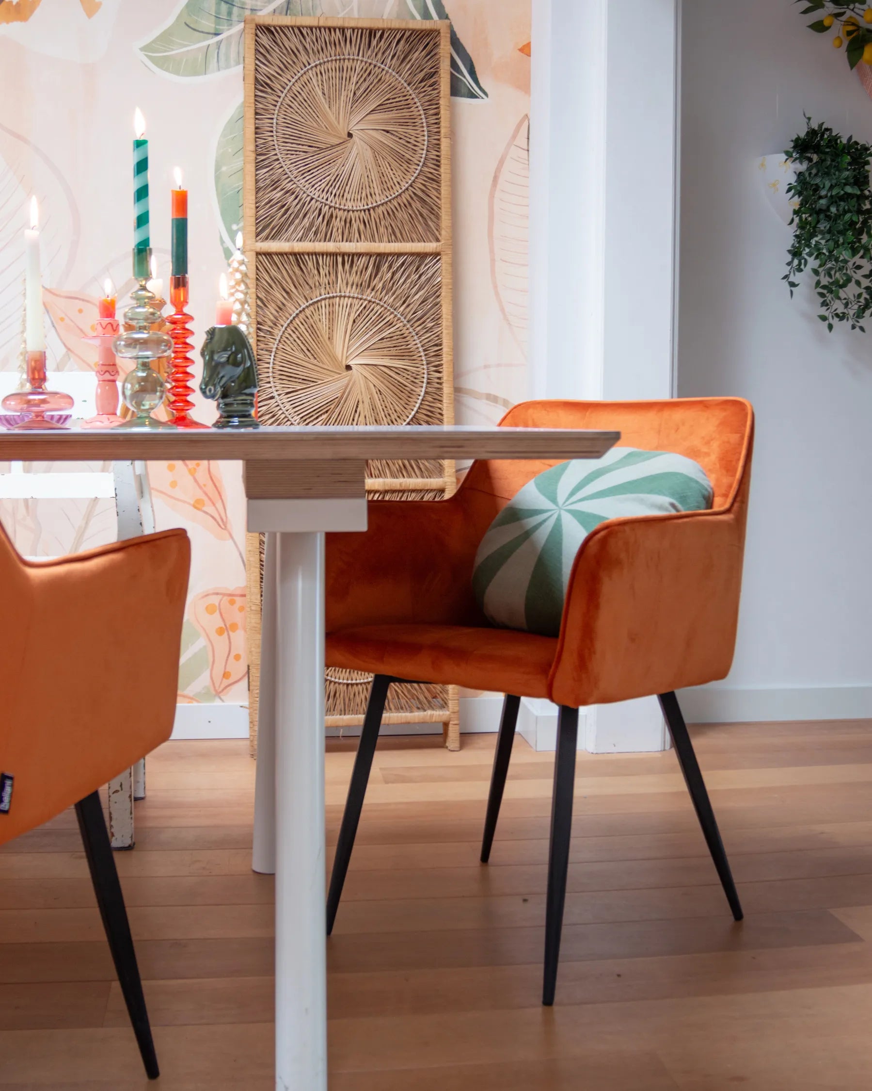 Set of 2 Dining Chairs JASMIN Velvet Orange