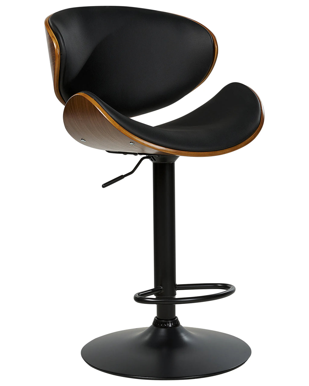 Set of 2 Bar Chairs ROTTERDAM II Faux Leather Swivel Black