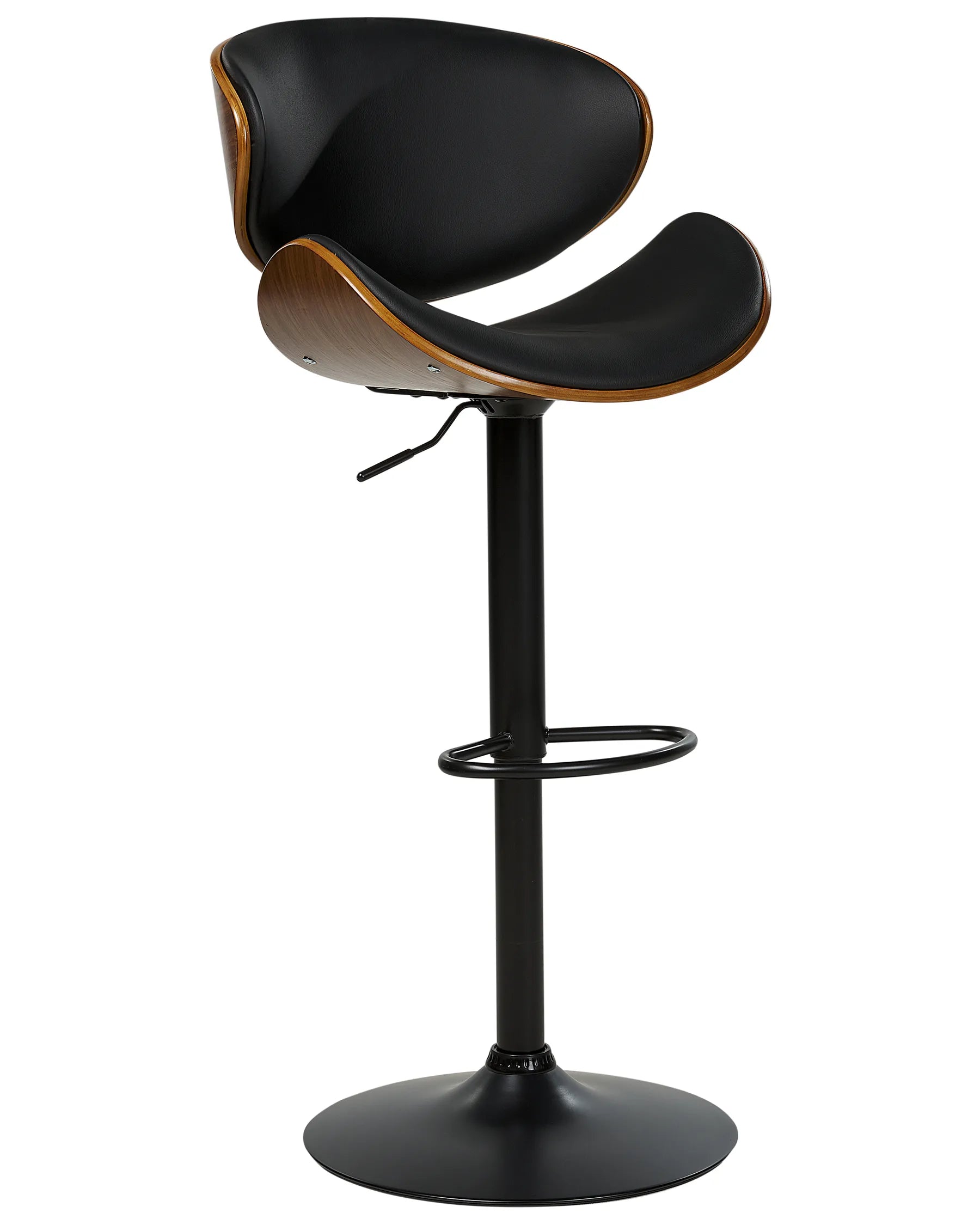 Set of 2 Bar Chairs ROTTERDAM II Faux Leather Swivel Black