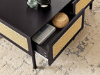 Coffee Table CULLEN Rattan Black with Storage