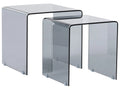 Set of 2 Side Tables KENDALL Tempered Glass Black