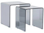 Set of 2 Side Tables KENDALL Tempered Glass Black